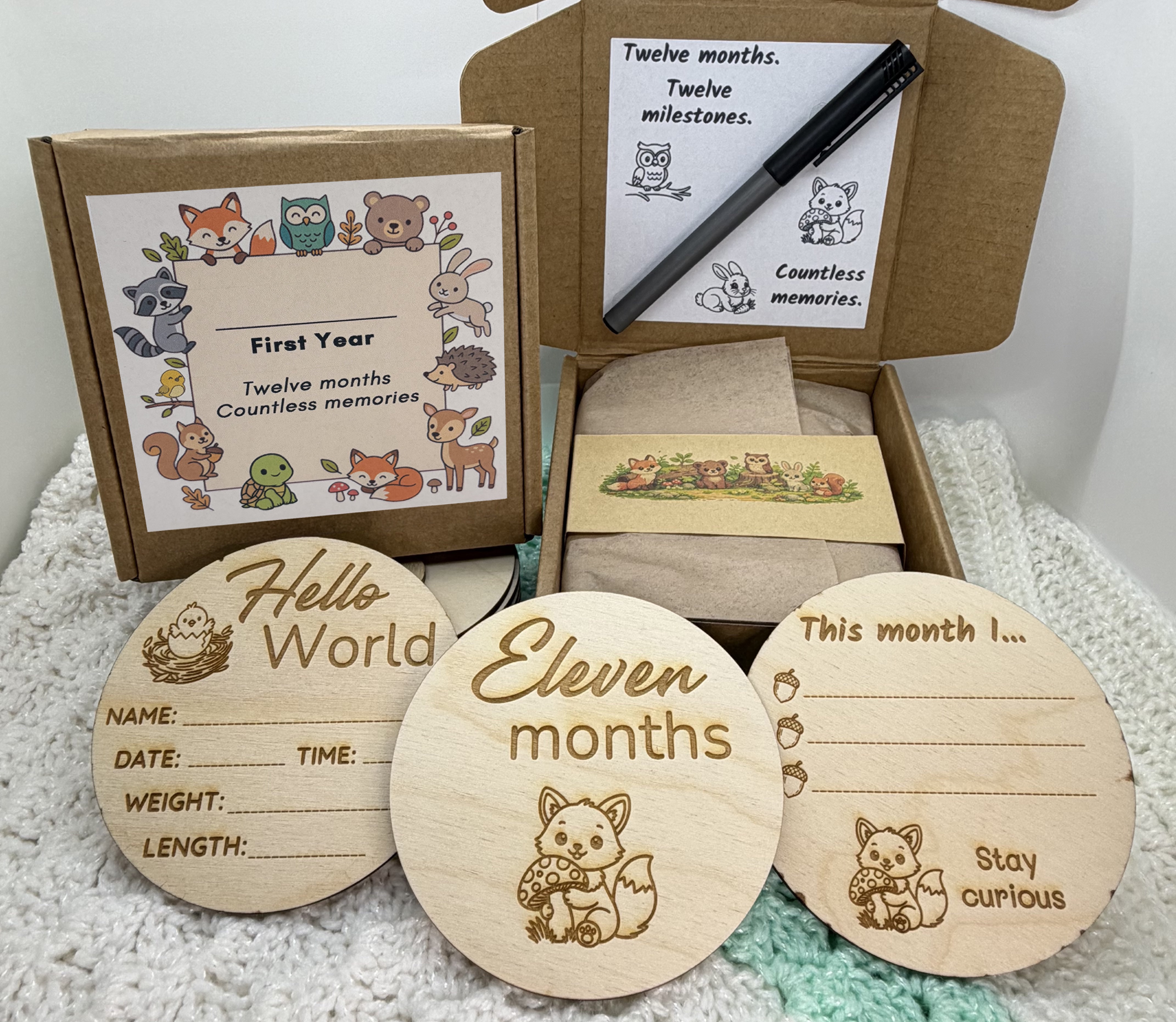 Baby Woodland Milestone Keepsake Discs